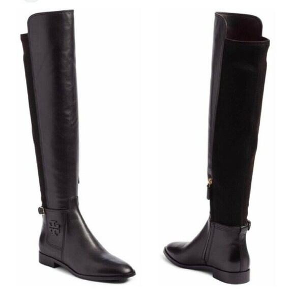 $558 Tory Burch Wyatt Black Over the Knee Boots Women's Sz US 8 - Picture 1 of 10